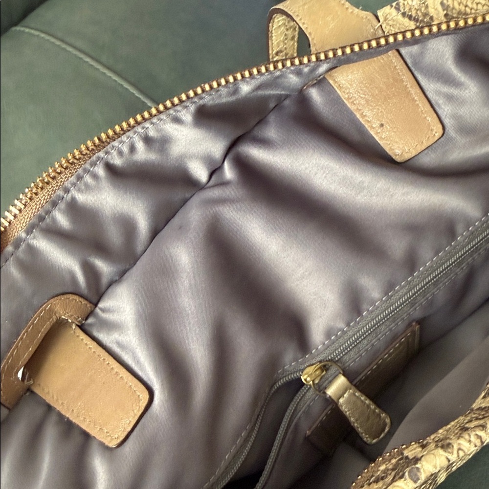 Coach 17043 Vintage Audrey Beige and Snake Leather Tote Bag🎀🎀 - Picture 14 of 16